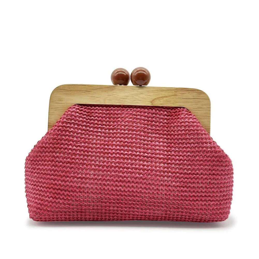 Fashion Wooden Clip Shell Clutch For Women Straw Chains Shoulder Crossbody Bags Casual Summer Beach Bag Elegant Party Purse