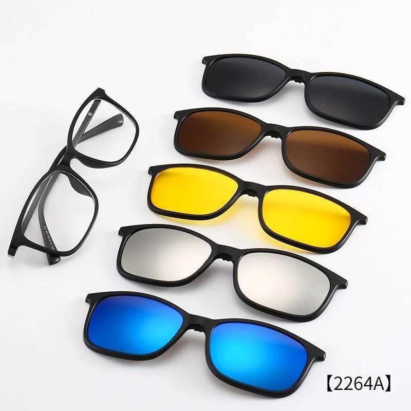 6 In 1 Custom Men Women Polarized Optical Magnetic Sunglasses Magnet Clip on Sunglasses polarization Clip on Sun Glasses Frame W250621