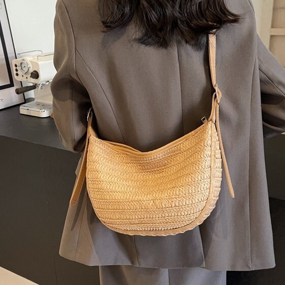 Free shipping designer Bag 2025 New Patchwork Woven Bag Shoulder Bag Straw Bag Summer Beach Bag Seaside Underarm Bag Dumpling Bag