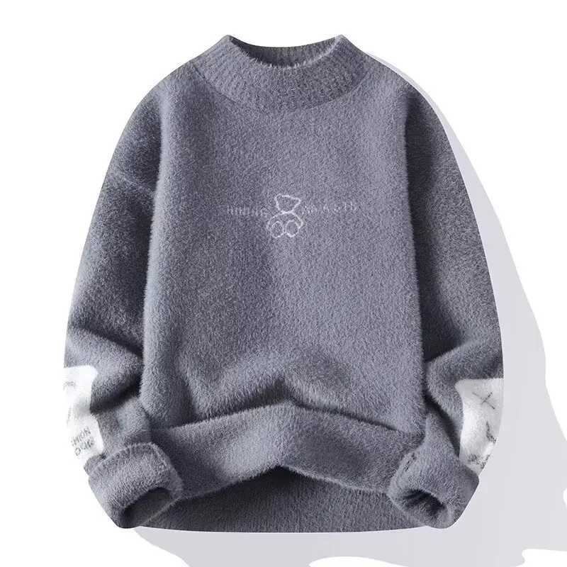 Men Winter Warm Black Sweater Pullovers Vintage Knitted Mens Rock Hip Hop Plush O Neck Top Mens Clothing New 2024 Z250621