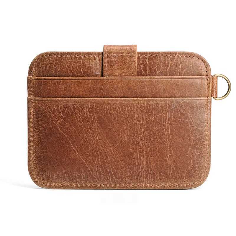 New Slim Genuine Leather Mini Wallet Bank Holder Mens Business Small ID Case For Women Purse 4 Slots Cardholder Z250621