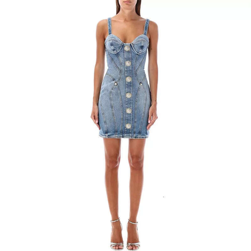 Long Dress Bajia Fashion Qi Wei Celebrity Style Personality Strapless Denim Dress Short Skirt Sexy Long Skirt