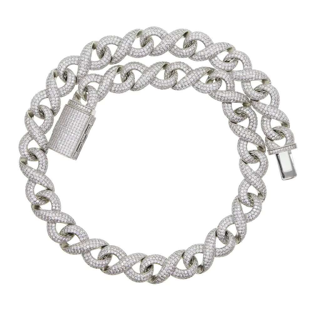 Hot Selling Cuban Link Chain 925 Silver 6mm 8mm Two Rows Iced Hip Hop VVS Moissanite Necklaces with Diamond Tester