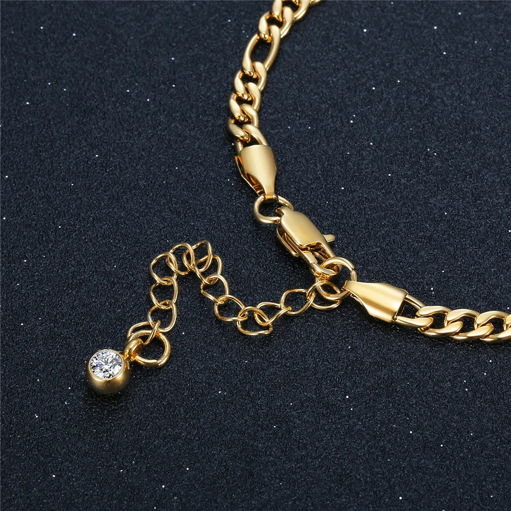 Anklets For Woman Gold Color Stainless Steel Figaro Link Ankle Bracelets Summer 2025 Womens Fashion Leg Chain Beach Foot Jewelry 250617