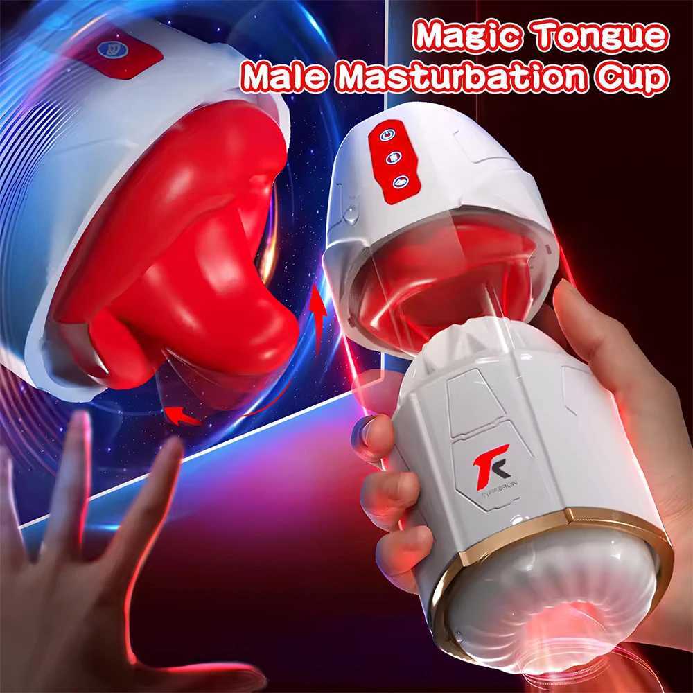Magic Tongue Male Masturbators-with 0 Sucking Tongue Licking Vibrating Modes Blowjob Male Masturbation Cup Sex Toys for Men W250621