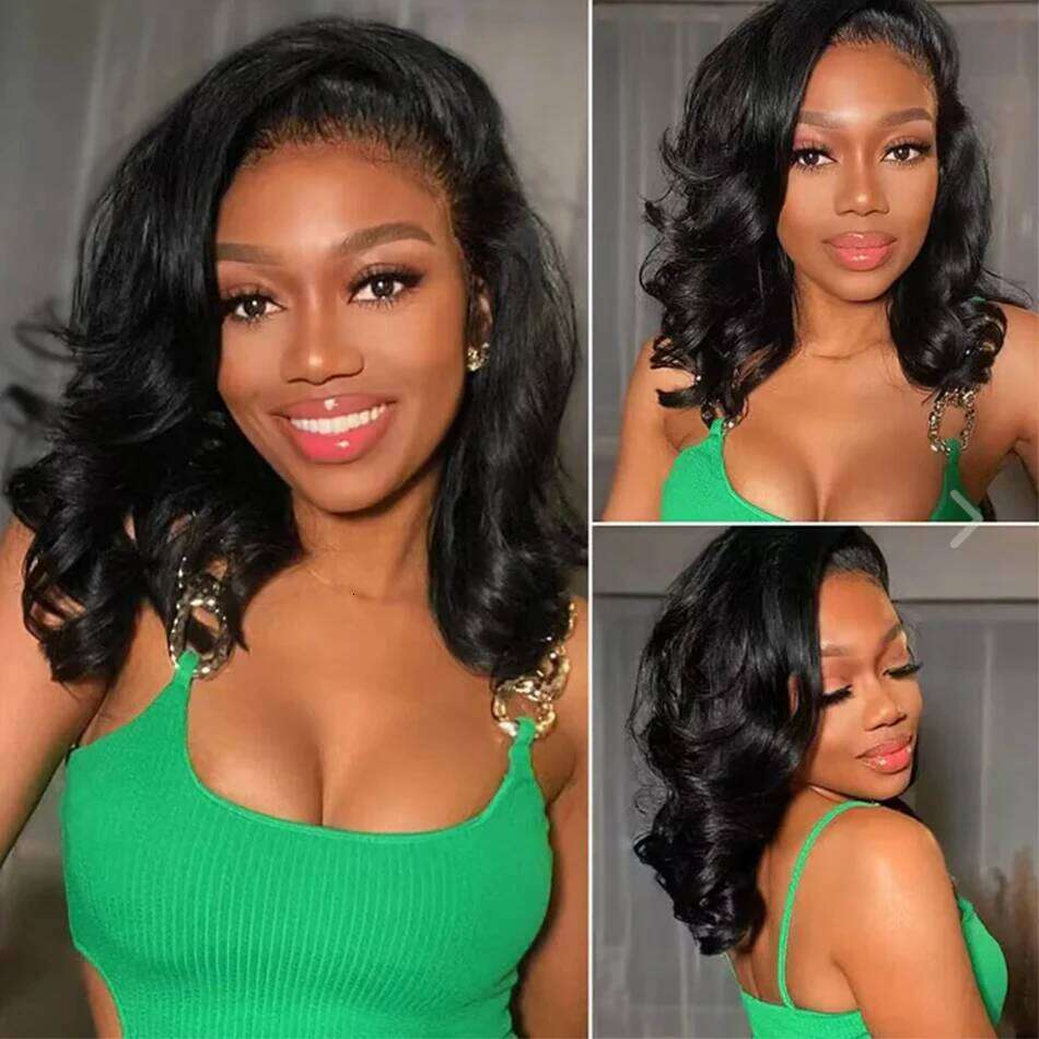 Body Wave Frontal 13x4 HD Transparent Lace Front Human Hair For Women Short Bob Wear and Go Glueless Wigs
