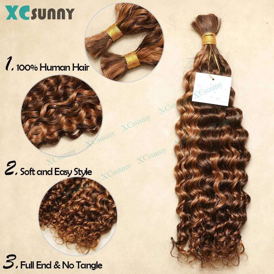 Braiding 4 30 Bulk Curly Human Hair For Boho Braids Double Drawn Bundles Wholesale