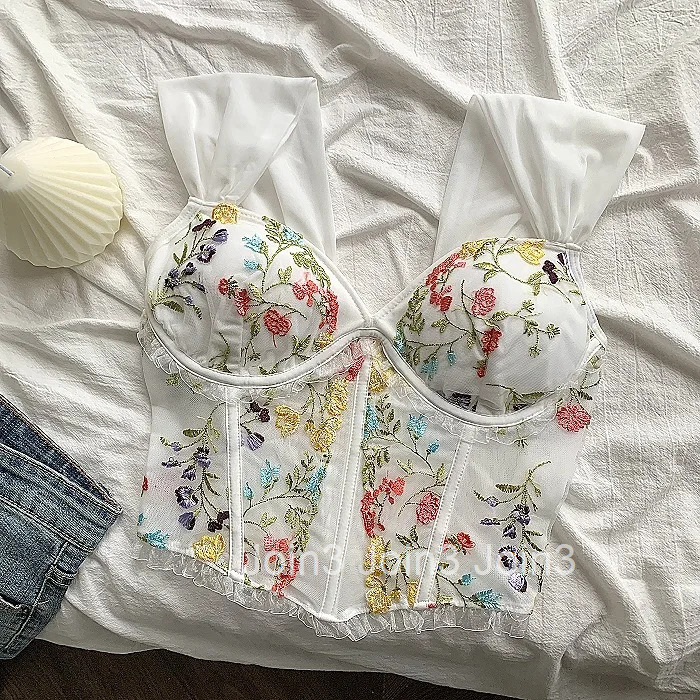 Sexy Tanks for Women Patchwork Lace Embroidery Temperament Camis 2025 Ropa Mujer Backless Folds Crop Tops Fashion Summer Vest