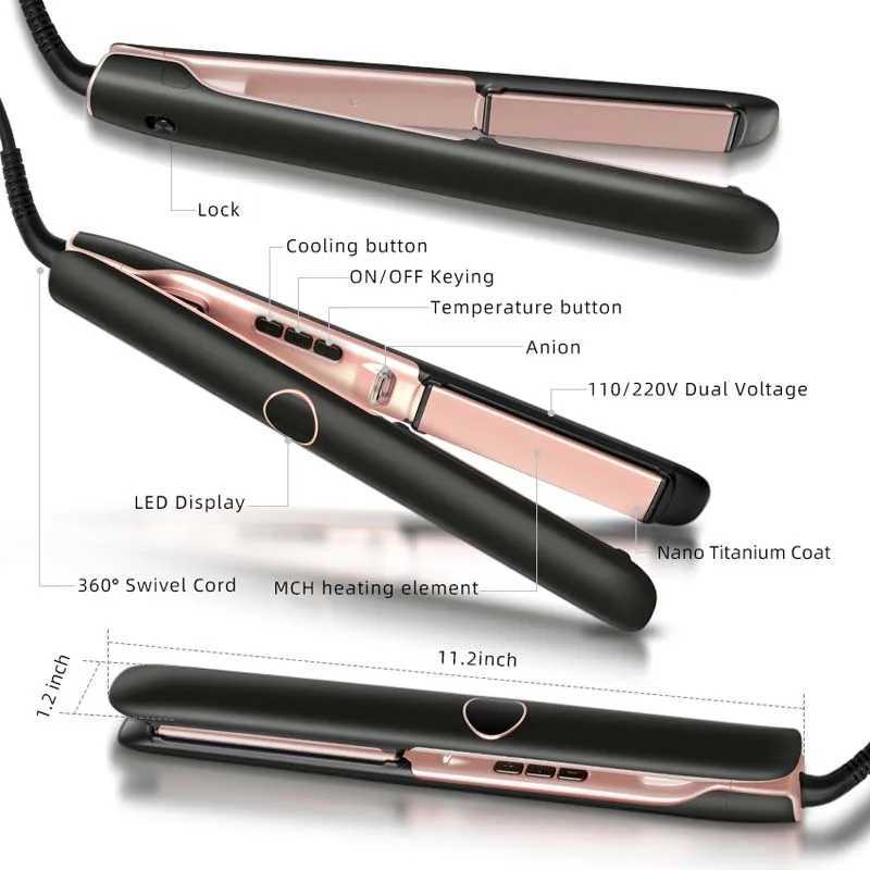 Salon Keratin Treatment Titanium Professional Hair Iron Tourmaline Flat Iron 500 Degree Hair StraightenerXJ250621