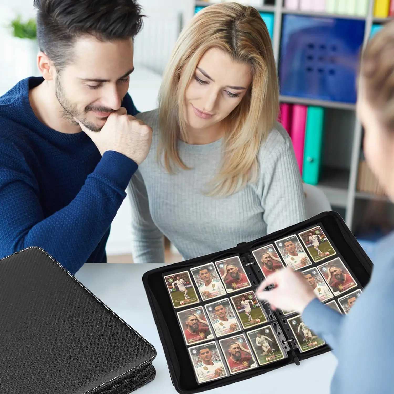 900 Pockets Card Binder Sleeves with Zipper Double Sided Pockets Card Holder Carry Card Case for TCG CCG Card Storage (Black) Z250621