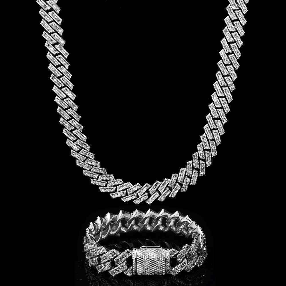 Hip Hop for Men 18mm Dia Cuban Chain Thick Zircon Necklace Trendy Brand Jewelry Men's Bracelet 1bd9