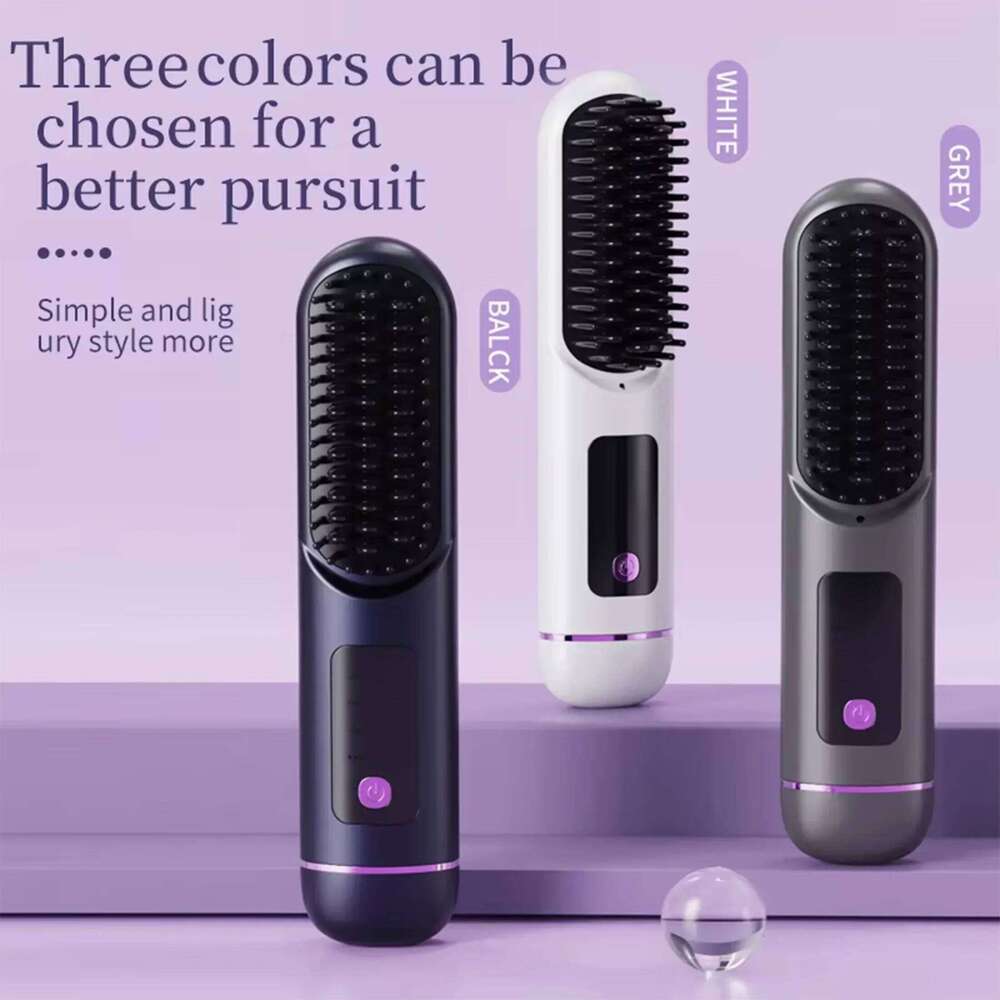 New Wireless Comb USB Rechargeable Fast Heating Hair Brush Portable Hair Styler For Straightening And Curling