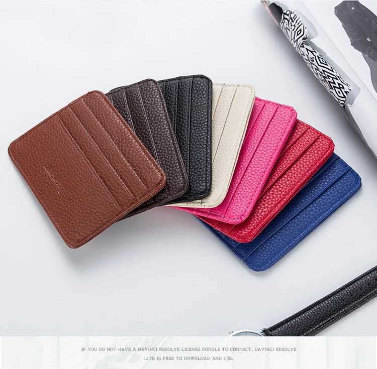 Ultra-thin Slim Double-sided PU Leather ID Card Holder Multi-color Bank Case Multi-slot Wallet Business Card Holder Z250621