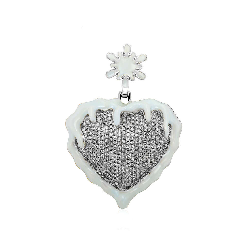 Hip Hop Drip Sweater Chain Oil Painting Glow Live Heart Fashion Disco Pendant Necklace