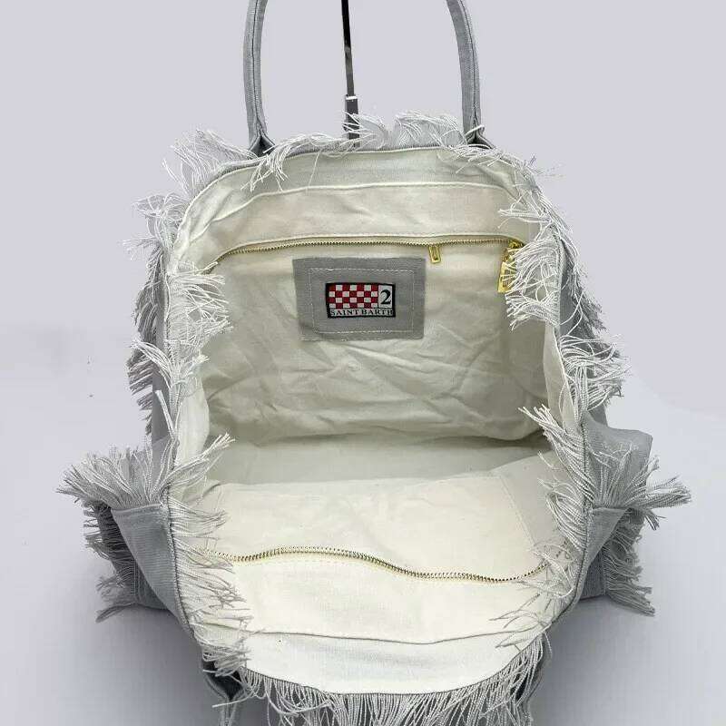 Lightweight New Large Capacity Tote Stylish Comfortable Casual Travel Solid Color Canvas Bag Handmade Tassel Handbag