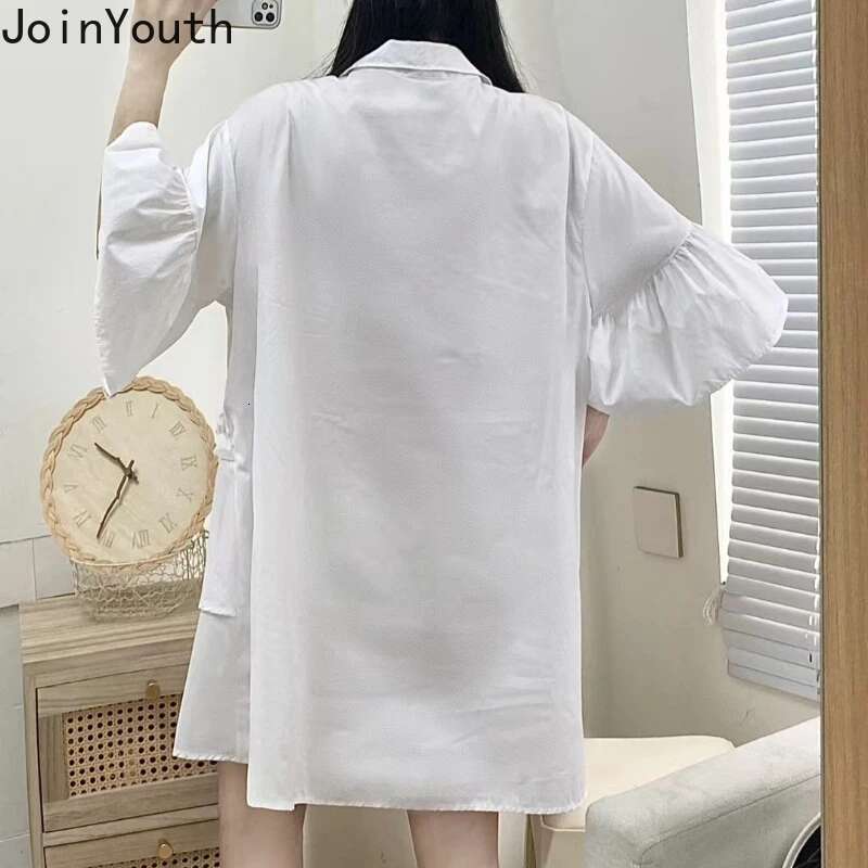 2025 Women Clothing White Blouses Fashion Heavy Sequin Floral Shirts Camisas De Mujer Fashion Casual Summer Loose Blouse Tops