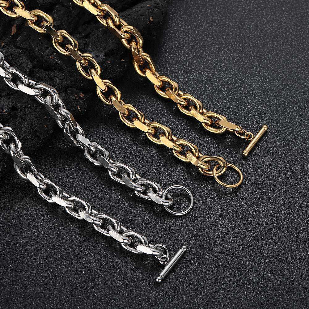 Stainless Cross O Chain Hip Hop Real Gold Plated Trendy Titanium Steel Men's Necklace 7ac4