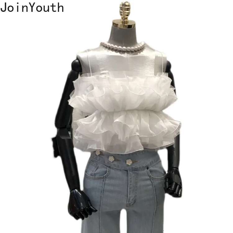 Crop Top Women Clothing 2025 Ropa Mujer Fashion Summer Sexy Tanks Folds Backless Sling Vest Sweet Ruffles Camis Chic Y2k Tops