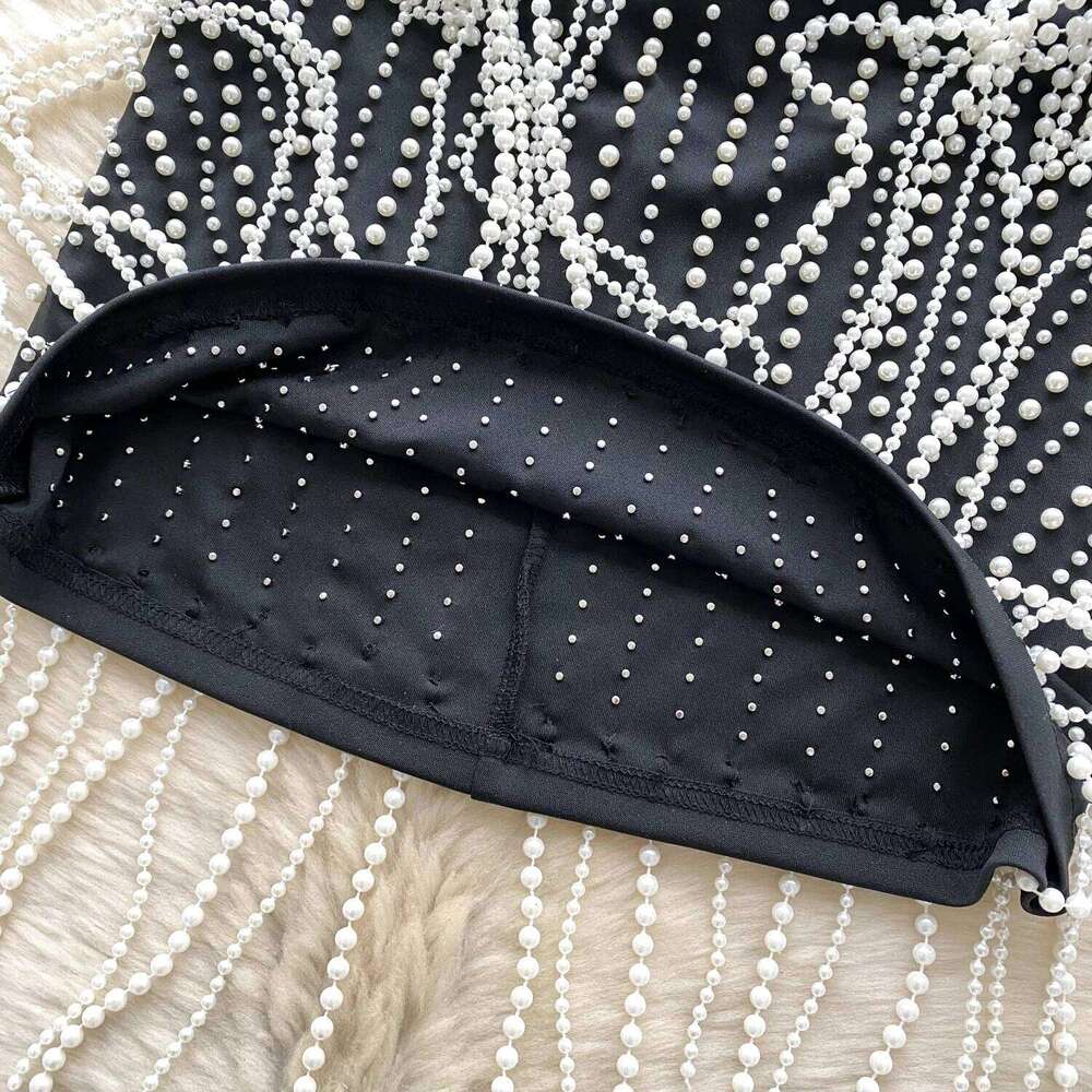 Chic Elegant Tassel Beading Korean Fashion Fairy Sexy High Waist Vestidos Summer Vacation Ceremony Dresses