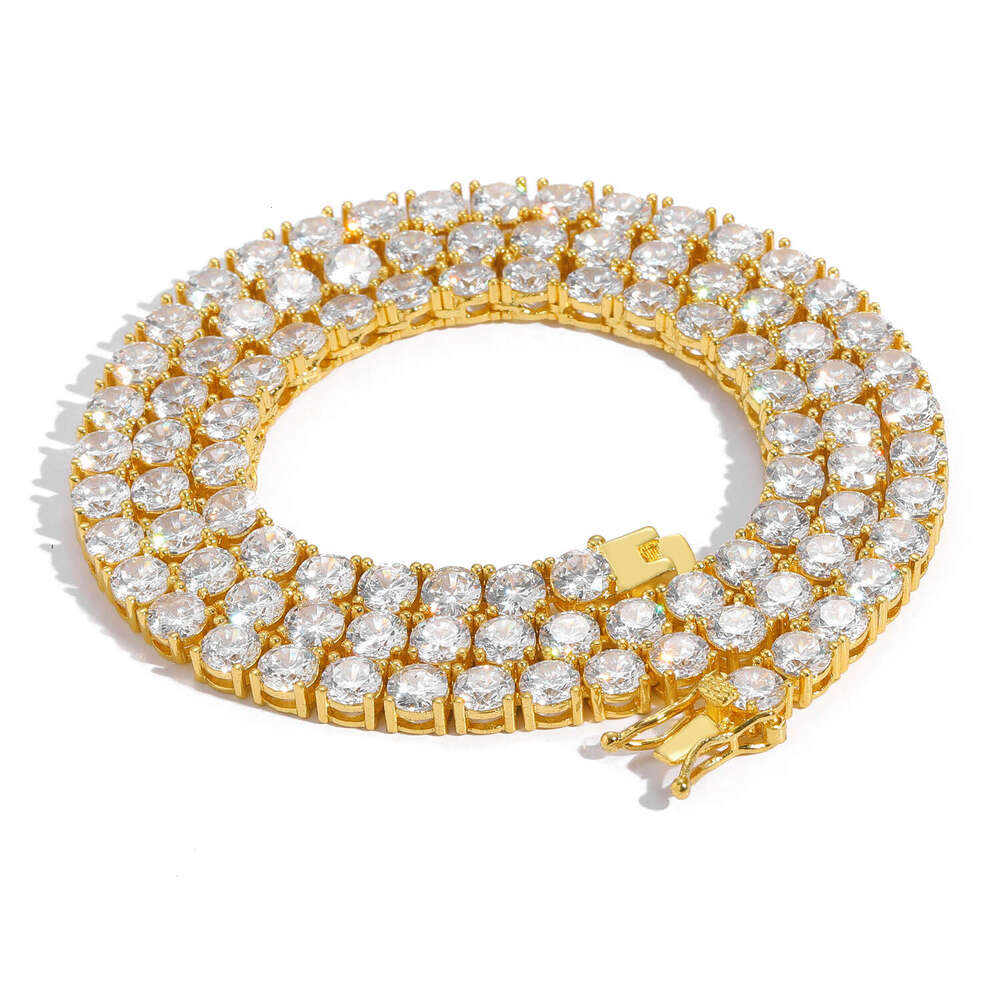 Men Hip Hop 3mm 4mm 5mm Single Row Zircon Necklace Tennis Chain 6edd