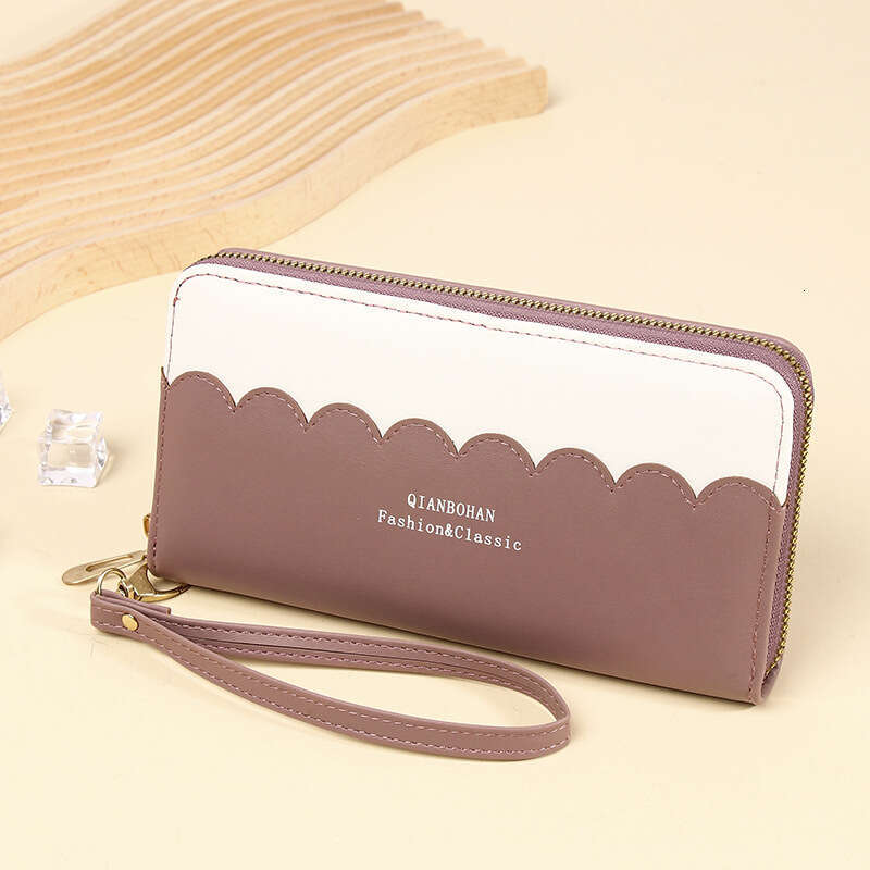 Korean Style Long Women's Wallet Color-Block Female Student Coin Purse Large Capacity Handheld Phone Bag