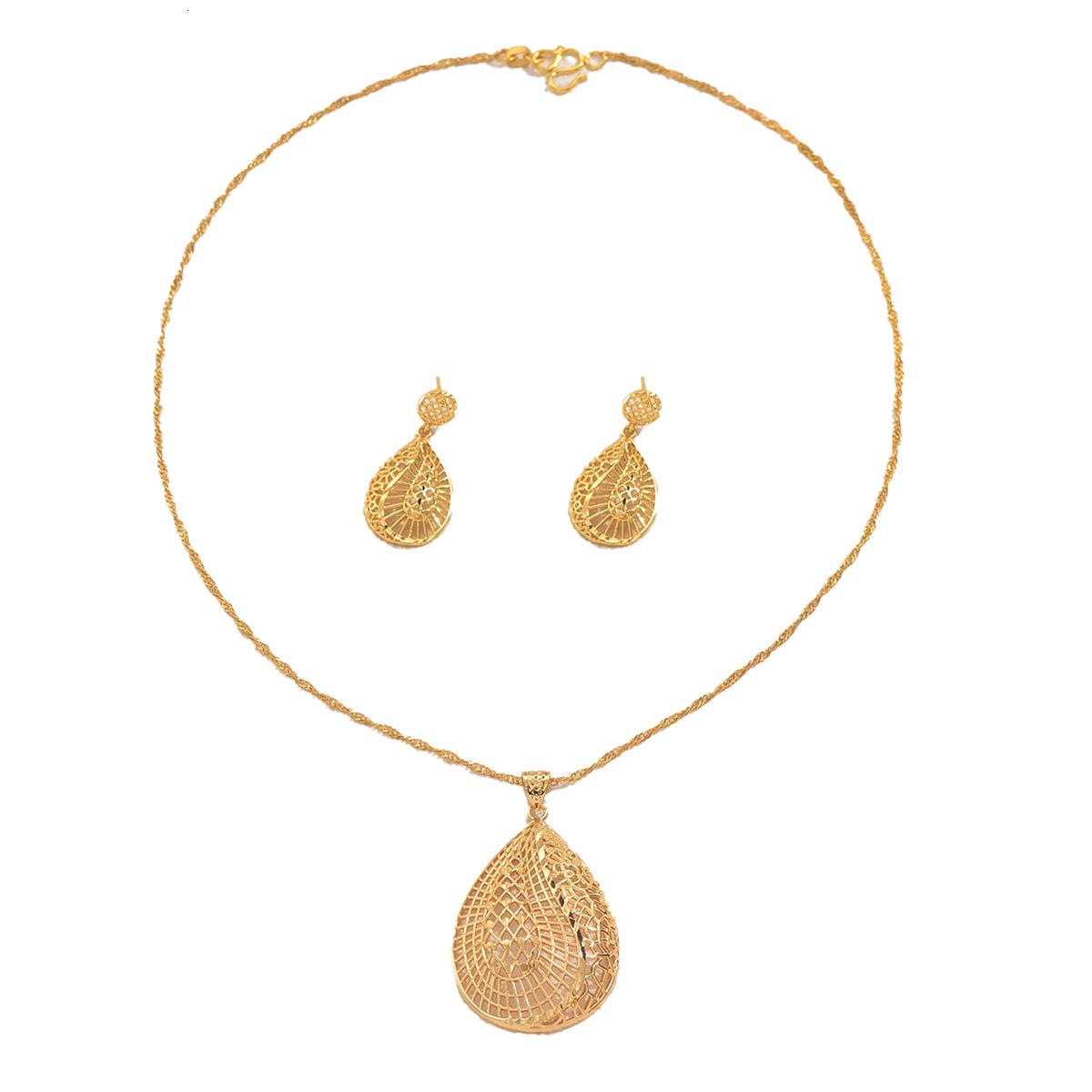 Water Drop Design Women's Long Necklace Internet Celebrity Style Earrings High-End Feel