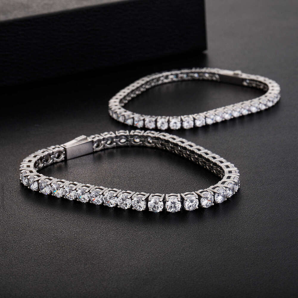 TikTok Live Full Dia Flash Zircon 4-5MM Stainless Steel Tennis Bracelet Unisex Celebrity Style Jewelry