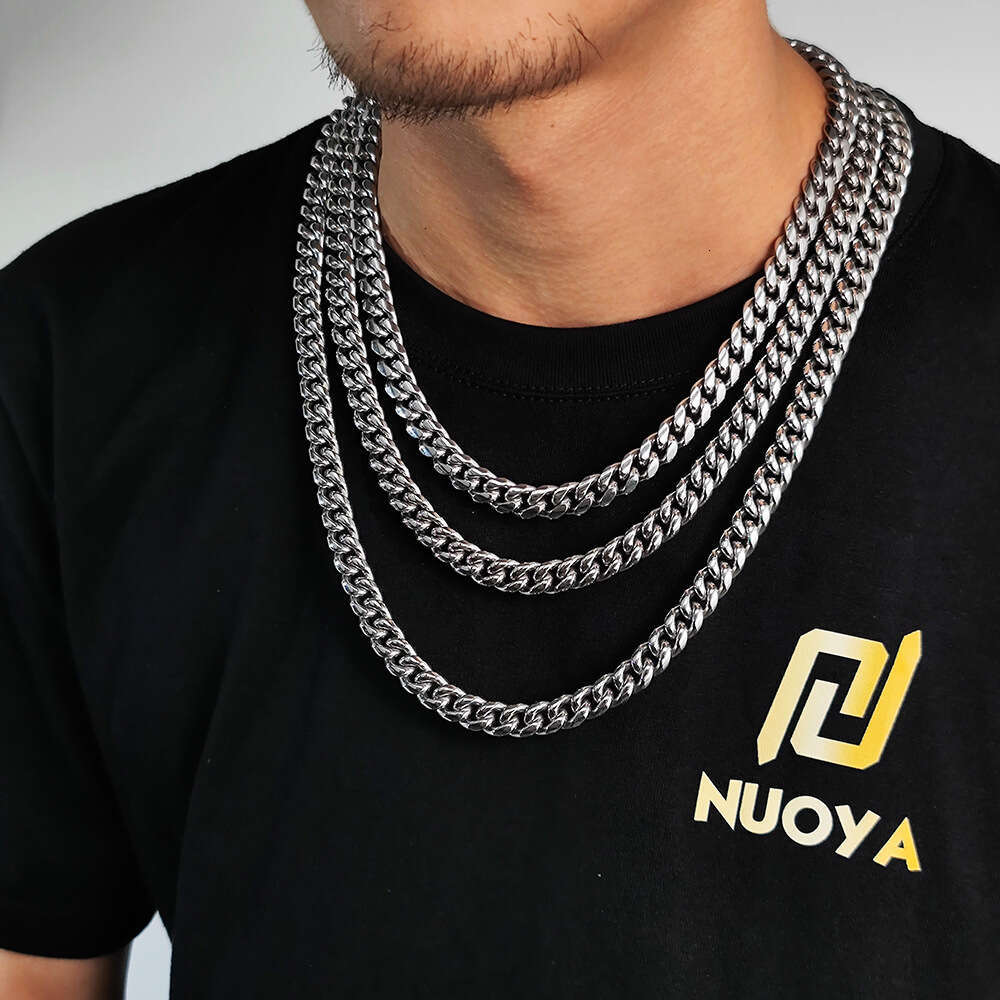 Hip Hop Stainless Dragon Head Buckle Round Polished Encrypted Cuban Chain Trendy Brand Men's Titanium Steel Necklace ef6d