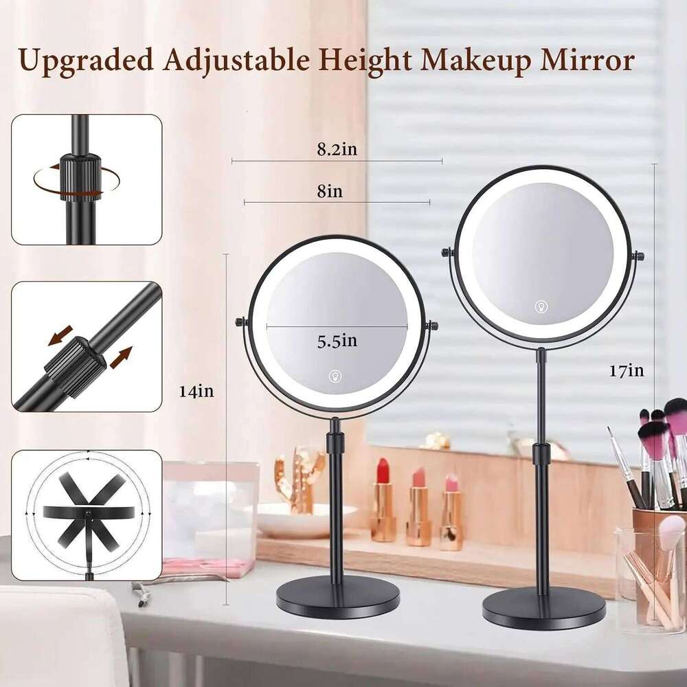 3 IN 1 Lighted Makeup Mirror 8 Inch 1X/10X Magnifying LED Vanity Mirror,3 Color Lights,Adjustable Brighess.Gifts For Women