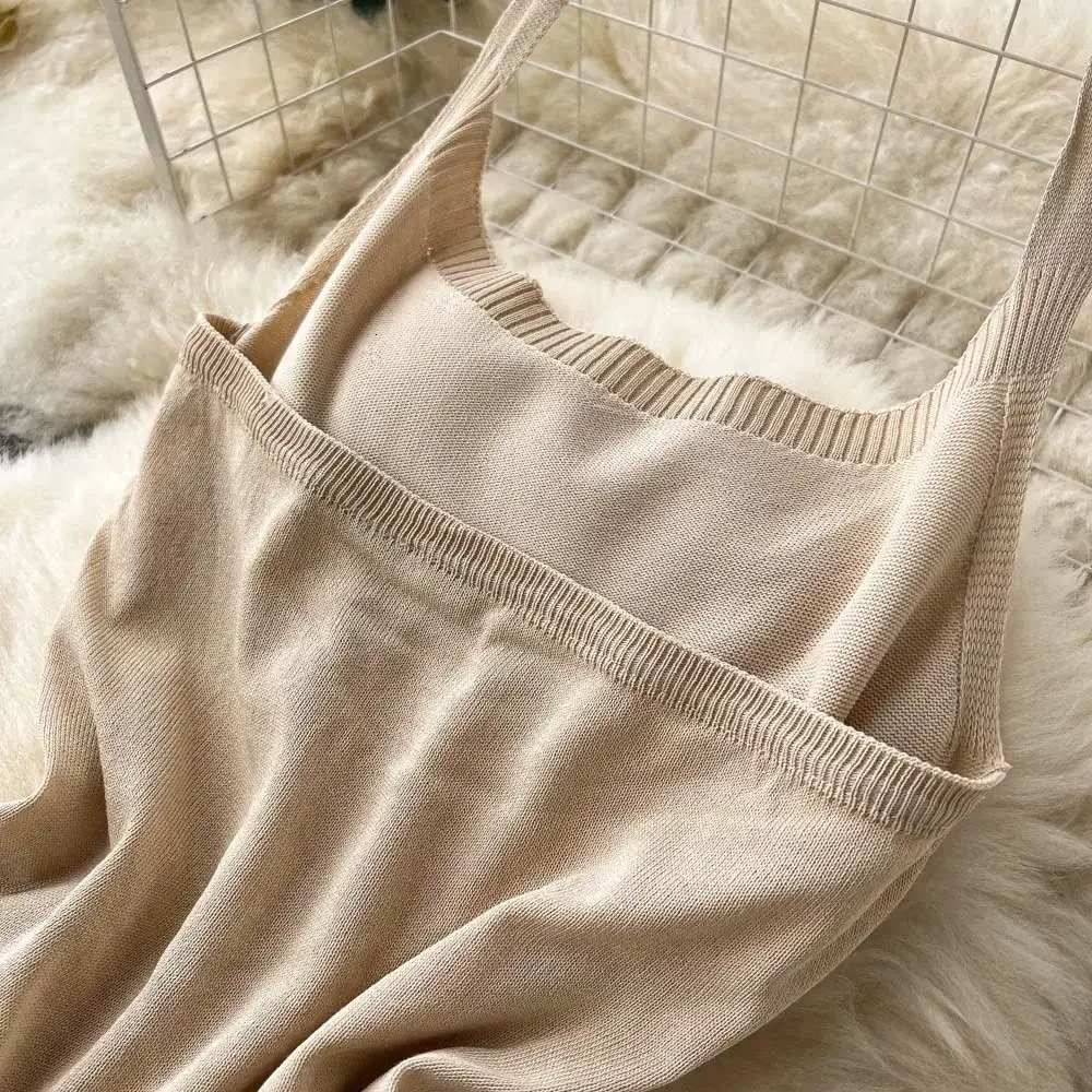 2024 Fashion Y2K Solid Knitted Women Dress Sexy Halter Backless Slim Elastic Bodycon Summer Short MiniDress Streetwear Vestidos 250616