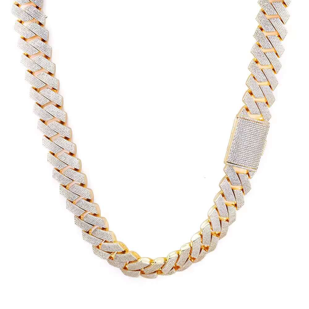 Hot Sale Silver Jewelry Iced Chain Out Hip Hop Number 8 With Spiked VVS D Color Moissanite Cuban Cross Link Chain Necklace
