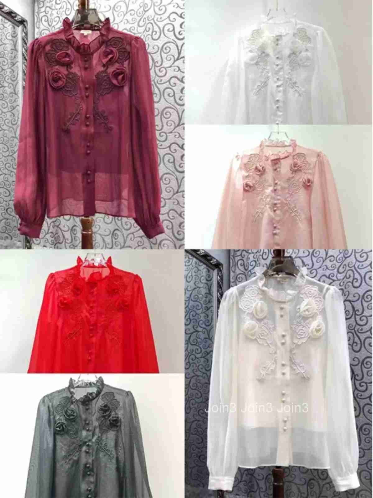 Korean Fashion Blouses Sets Two Piece Suit Stand Neck 3D Floral Long Sleeve See Through Shirt Sexy Vest Outfits Summer Clothing