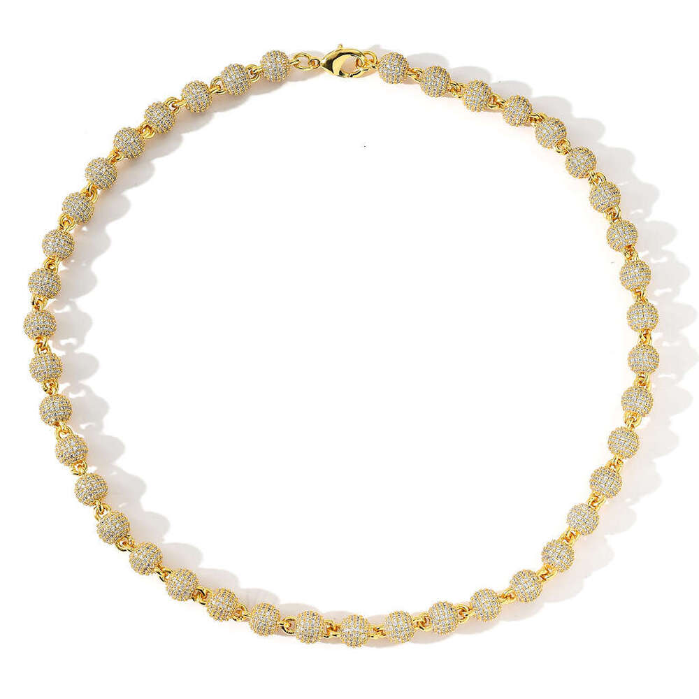 Jewelry 8mm Round Bead Choker Clavicle Chain Full Zircon Unisex Personality Hipster Necklace 6359