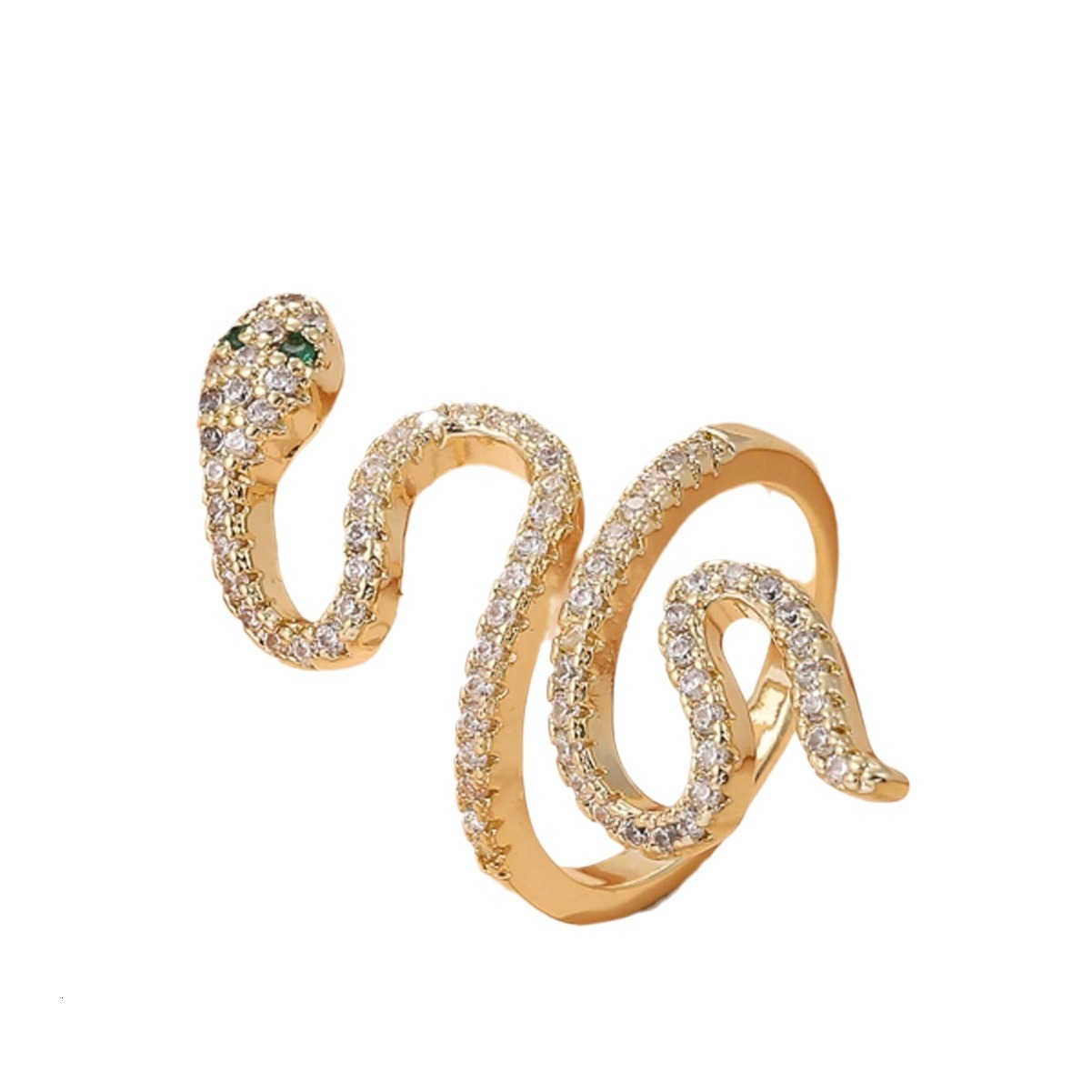 Personality Full Mond Spirit Snake Copper Inlaid Zircon Wrapped Internet Celebrity Ring