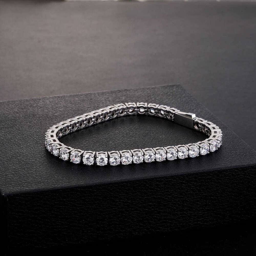 TikTok Live Full Dia Flash Zircon 4-5MM Stainless Steel Tennis Bracelet Unisex Celebrity Style Jewelry