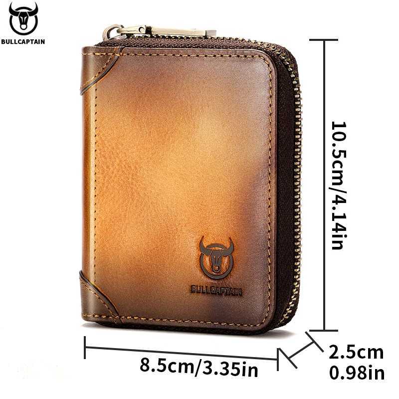 BULLCAPTAIN Genuine Card Bag Mens Casual Business Holder Multifunctional RFID Anti-Theft 11 Card Slots Coin Purse Z250621