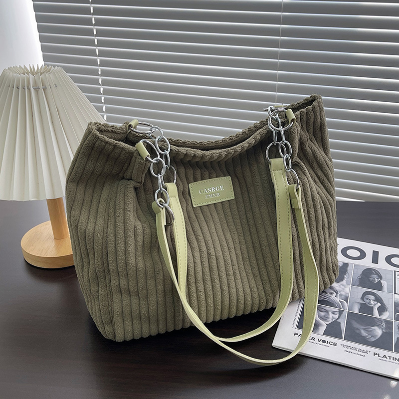 Free Shipping Designer Bag Large Capacity Corduroy Chain Underarm Bag Luxury Bag Tote Bag Women's Bag 2025 New Autumn Trendy Shoulder Commuter Ba