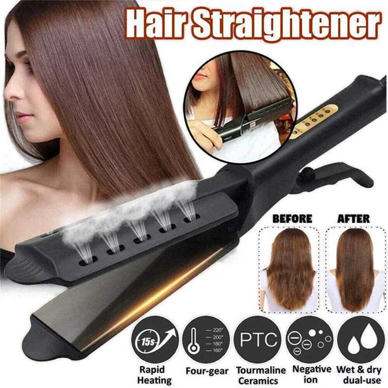 Professional Hair Straightener Four-Gear Temperature Adjustment Ceramic Tourmaline Ionic Steam Hair Straightener For Widen PanelXJ250621