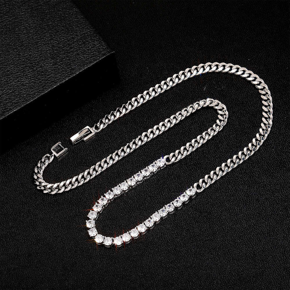 Jin Ao Unisex Anchor Internet Celebrity Outfit Color-Retaining Zircon Splicing Bracelet Necklace INS Style Simple Punk Cuban Chain