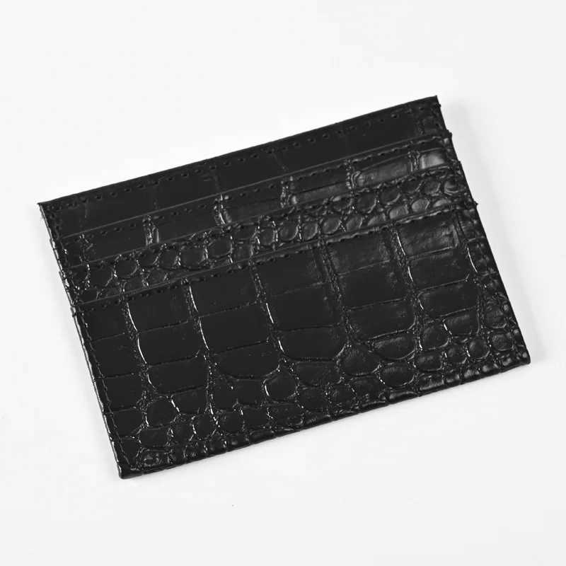 Crocodile Pattern Card Holder Wallet Pu Leather Thin Womens Business Case Bag Student ID Bus Card Cover Purse Z250621