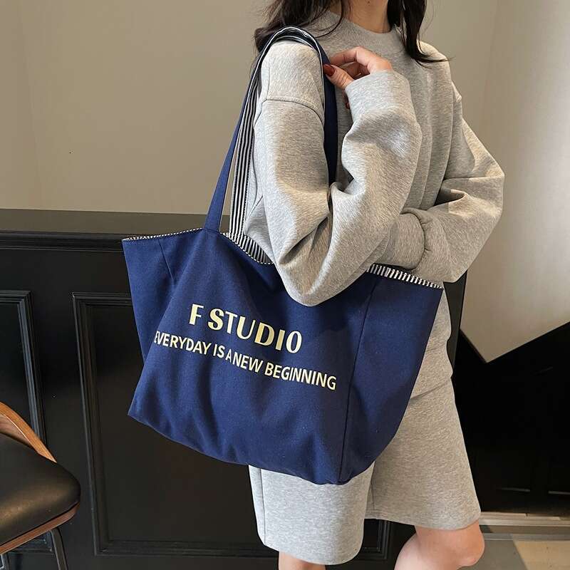 designer bag Casual Canvas Korean Style Lazy Underarm 2025 New Letter Tote Large Capacity Double-Sided Shoulder Bag