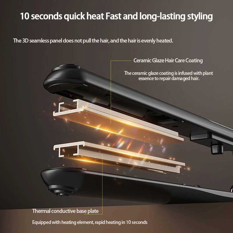 High Quality 2-In-1 Straightener And Curler With 10s Rapid Heating Suitable For Various Types Of Men And Womens Hair TypesXJ250621