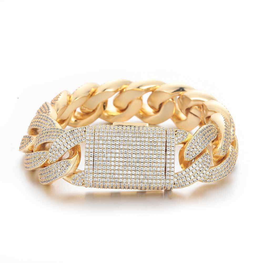 New 20mm Four-Row Dia Bubble Cuban Chain Zircon Personality Men's Hip-Hop Bracelet 61a7