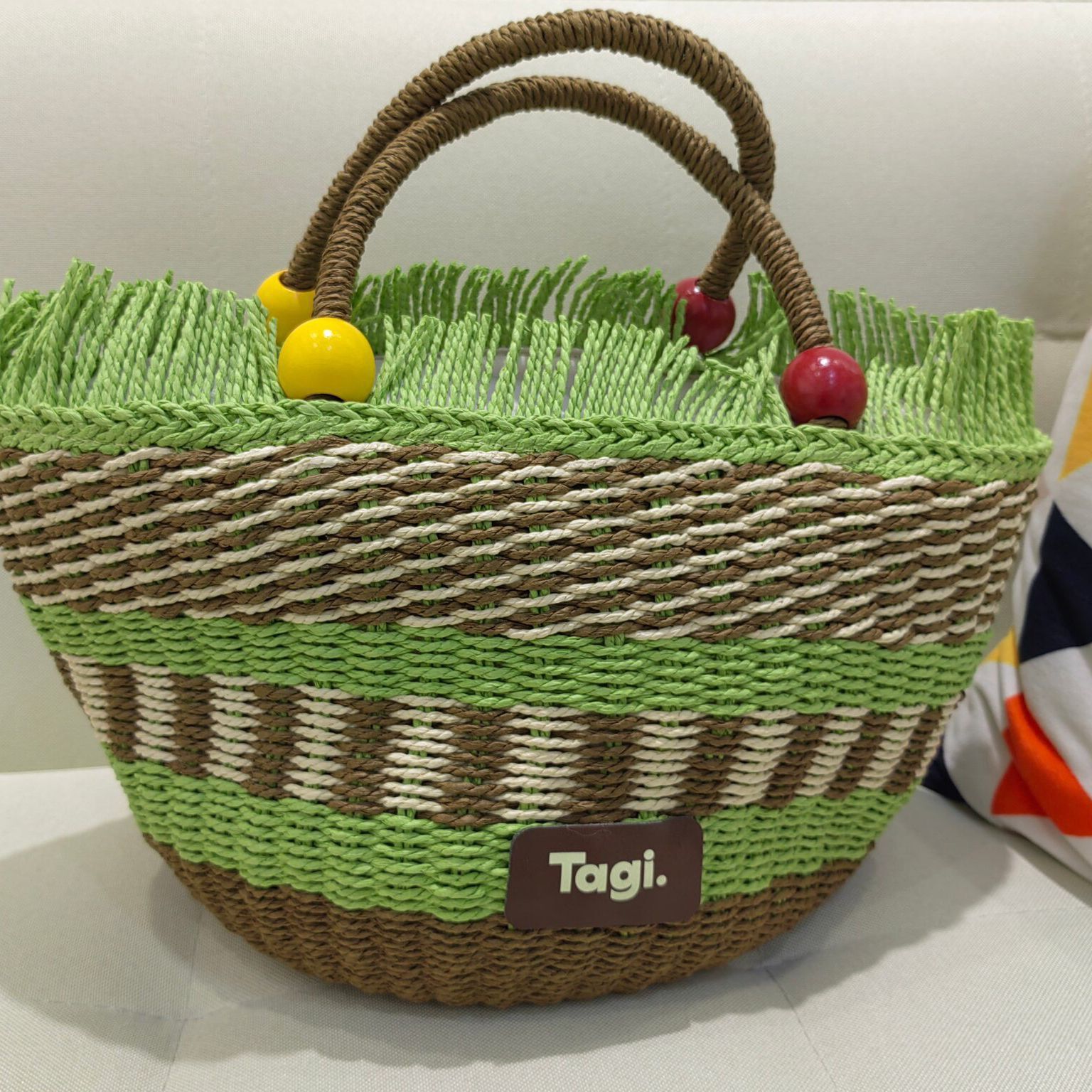 Free Shipping Wooden Fruit Woven Handbag Tagi Fruit Picnic Basket Beaded Large Capacity Vacation Casual Bag Luxury Designer Handheld Straw Bag