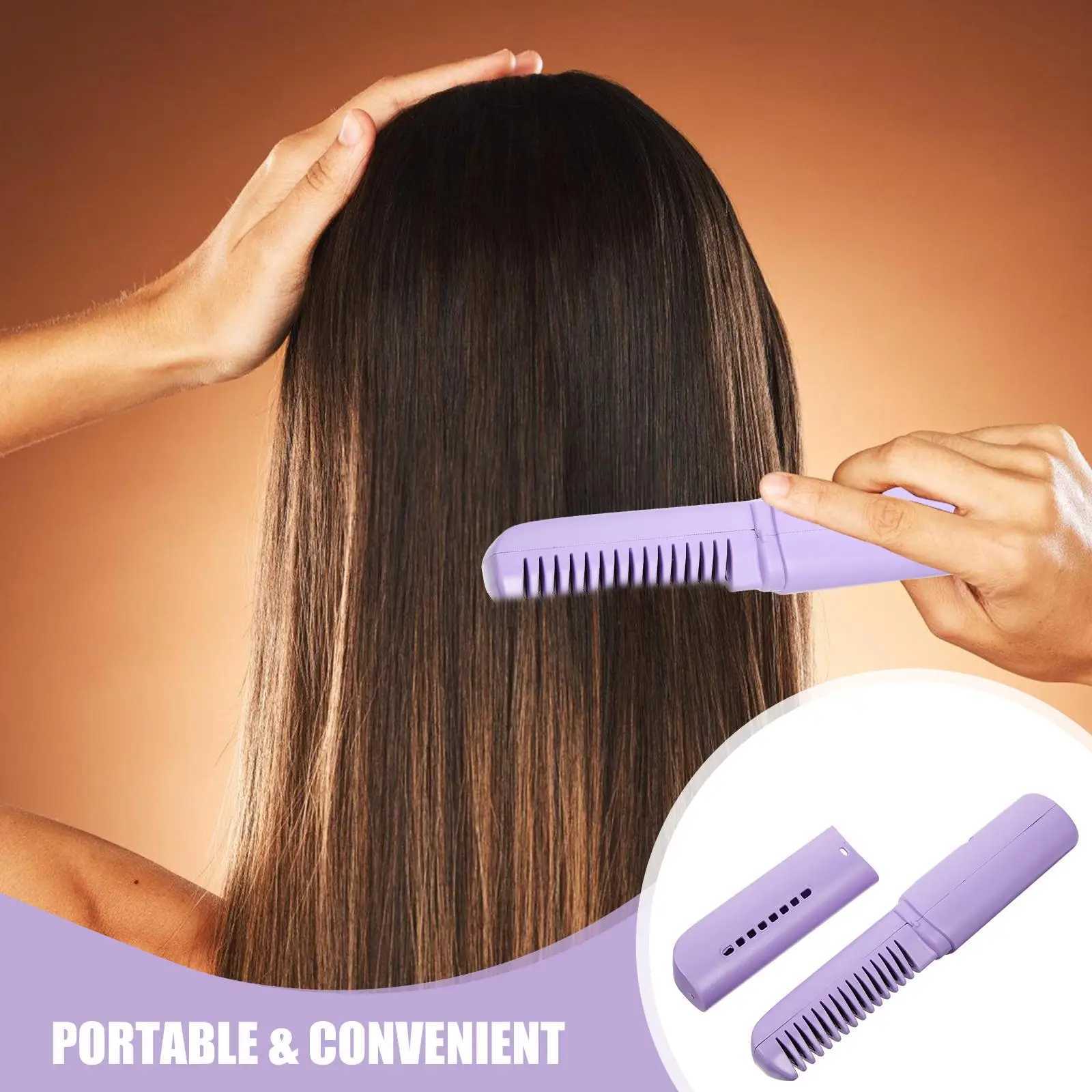 Cordless Heated Hair Straightening Brush USB Rechargeable Mini Portable Comb Travel Size Multifunctional Scalp Massage HealthyXJ250621