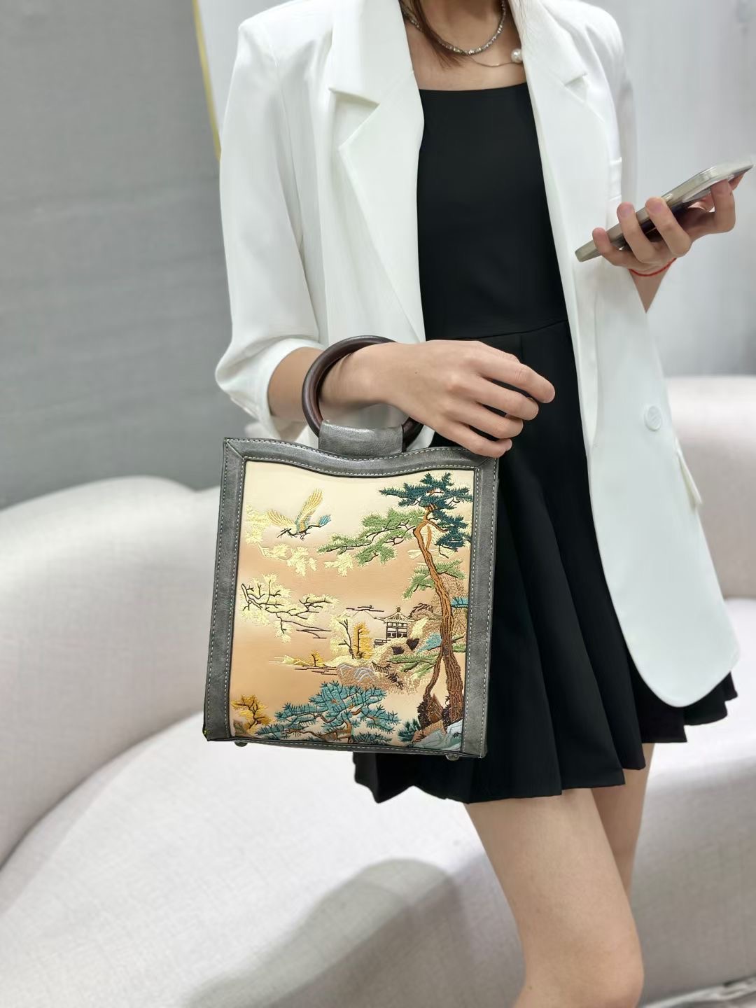 8618-1 Chinese Floral - Embroidered Handbags designer bag Support customization