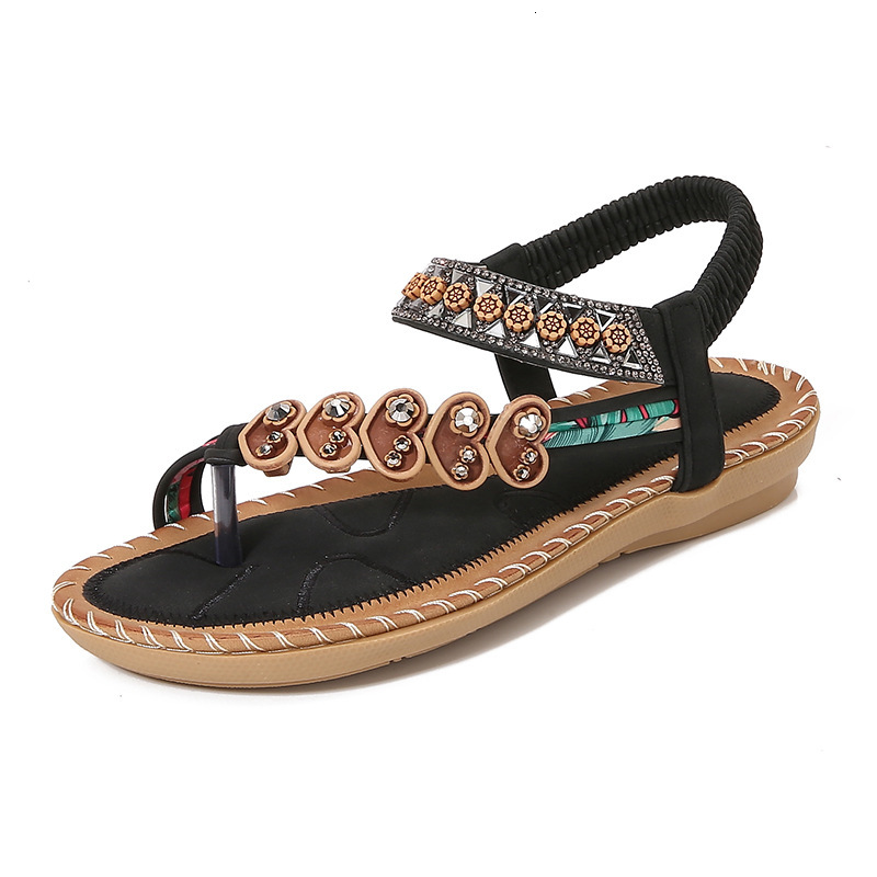 Luxury Brand Designer Shoes Sandals 2025 Yasi Run New Bohemian Cross-Border Sandals For Women Summer Rhinestone Evening Breeze Flat Round Toe Toe-Post