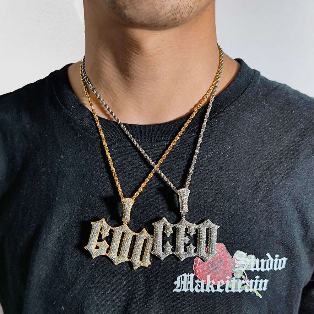 Hip Hop Burr Zircon Trendy Brand Custom DIY Spliced Letter Pendant Necklace 2ab7