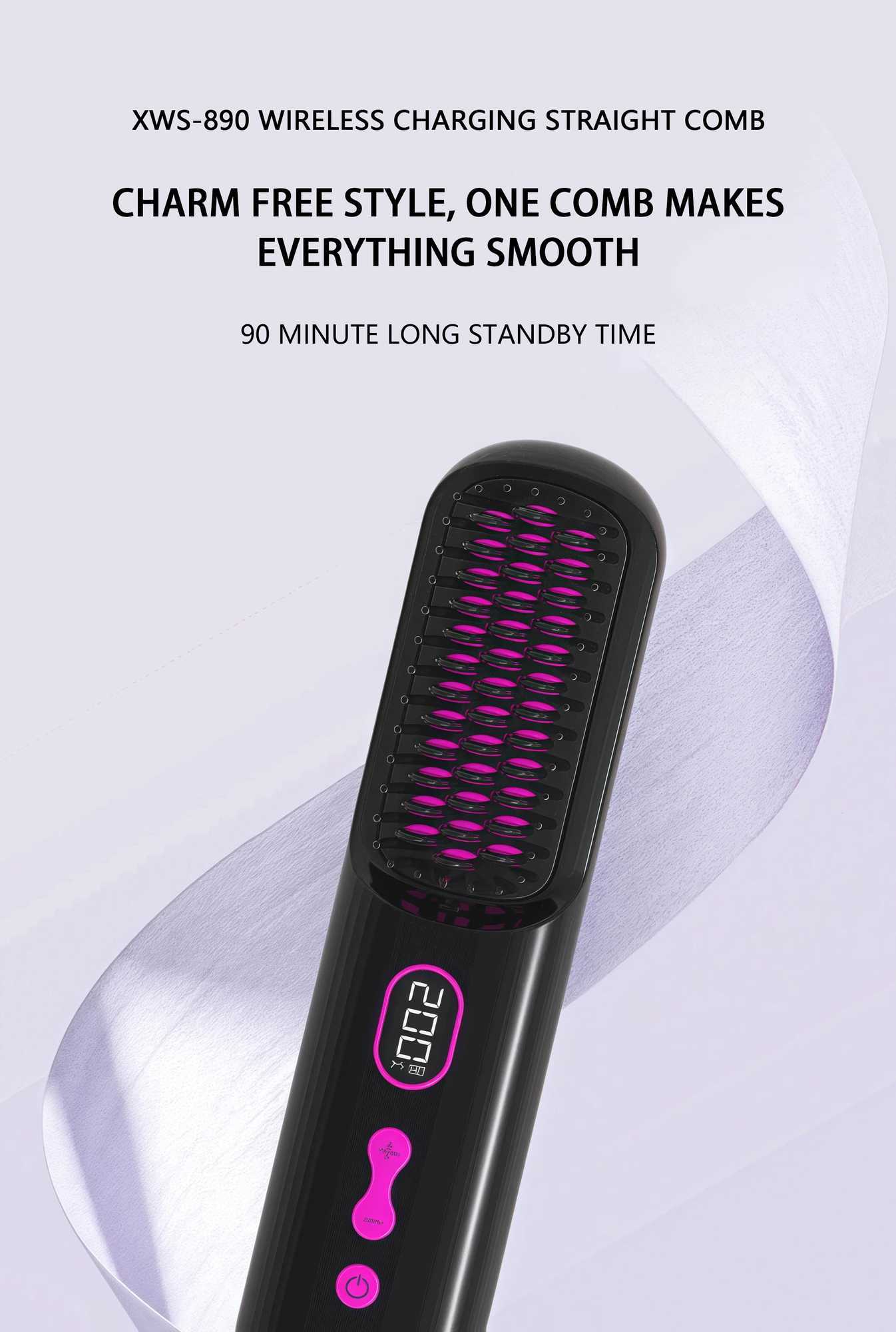 2025 New USB Rechargeable Hair Straightener Brush 2-in-1 Straightening Smoothing Comb 60s Fast Heat Up Adjustable TemperatureXJ250621