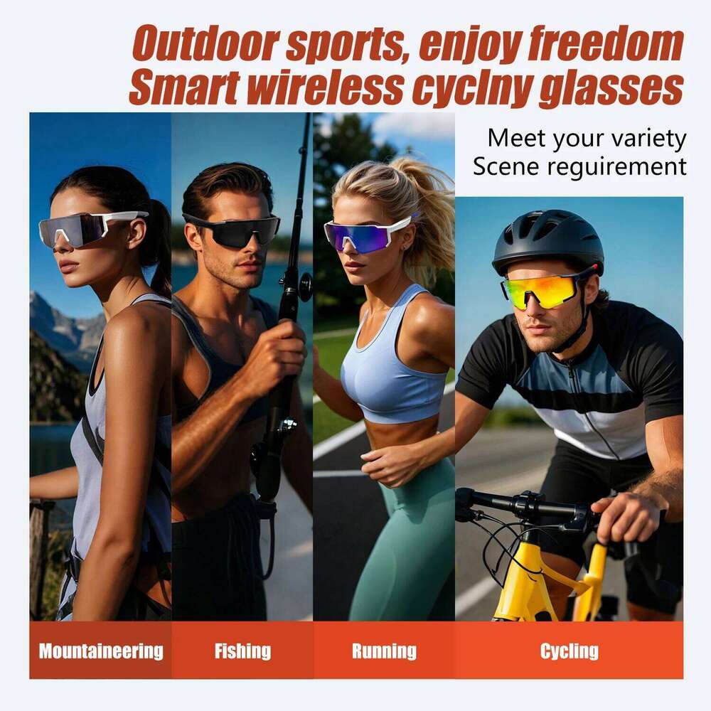 Smart Cycling Sport 100+ Online Language AI Automatic Dialogue Translation Bluetooth Glasses With Speaker UV Protection